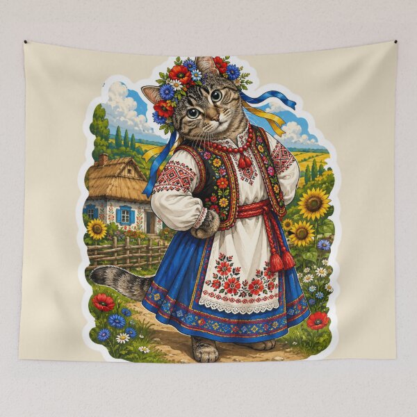 Item preview, Ukrainian Folk Cat – Traditional Style designed and sold by Moxie-Cat-Universe.