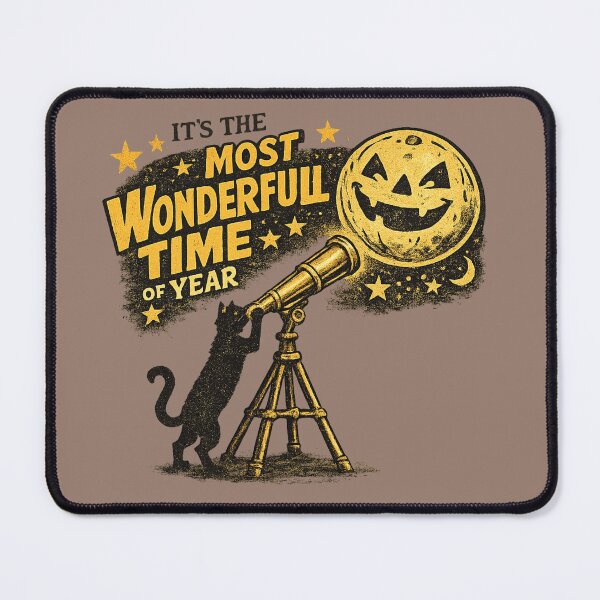 Item preview, Vintage Black Cat Telescope Halloween designed and sold by POD DYNASTY | Original Print On Demand T-Shirt Graphics.