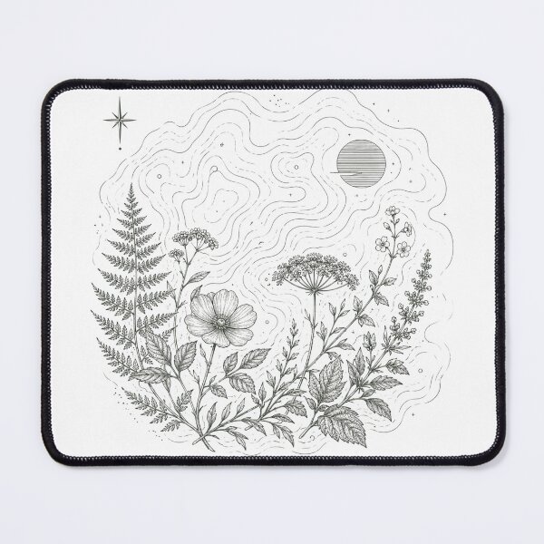 Item preview, Celestial Botanical Garden Mystical Wildflower Line Art designed and sold by Clean Print Goods.
