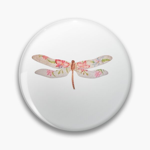 Item preview, whimsy vintage floral pink dragonfly designed and sold by ellmoswrld.