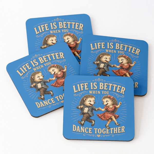 Item preview, Life Is Better When You Dance Together – Vintage Dancing Hedgehogs designed and sold by Alpine-Ink.