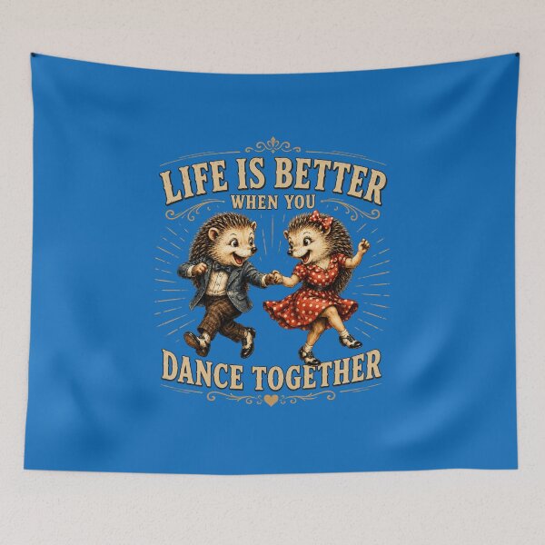 Item preview, Life Is Better When You Dance Together – Vintage Dancing Hedgehogs designed and sold by Alpine-Ink.