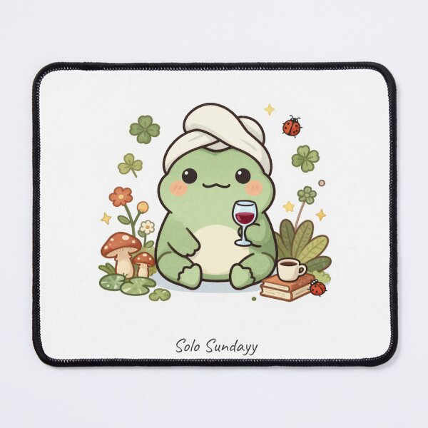 Item preview, Solo Sunday – Cozy Frog Self-Care & Introvert Cottagecore Design designed and sold by Cozy Chaos Studio Co.