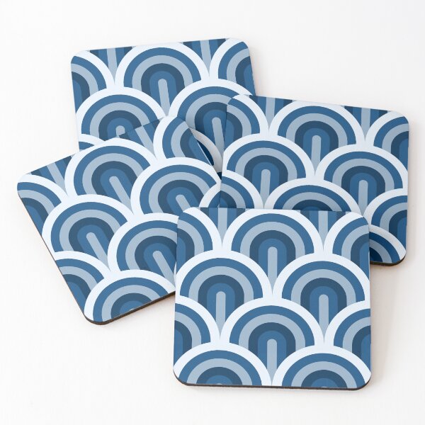 Item preview, Retro Art Deco waves blue designed and sold by Dana Du.
