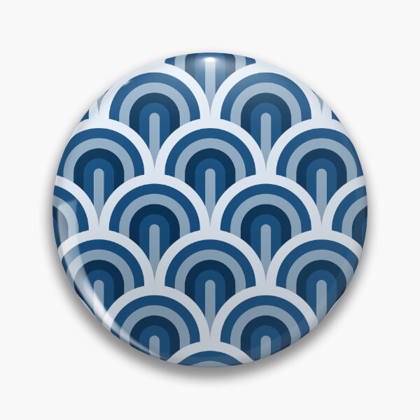 Item preview, Retro Art Deco waves blue designed and sold by Dana Du.