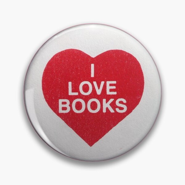 Item preview, Vintage red I love books badge pin designed and sold by ellmoswrld.
