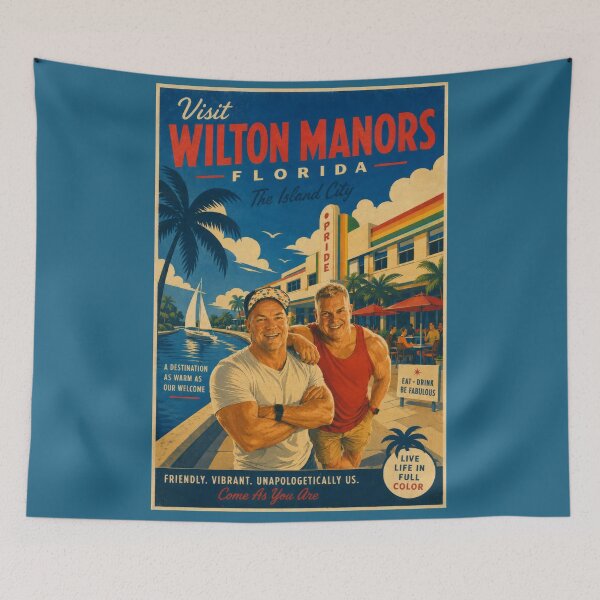 Item preview, Visit Wilton Manors Florida – The Island City Vintage Travel Poster designed and sold by Shirts With Pride.