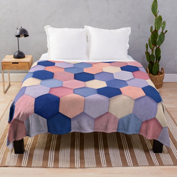 Item preview, Cobalt Blush Faceted Cube Modernist Pattern designed and sold by scicilysimonee.