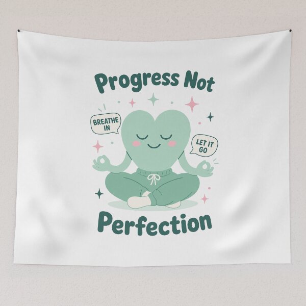 Item preview, Meditating Heart Progress Not Perfection designed and sold by NullSpacePrints.