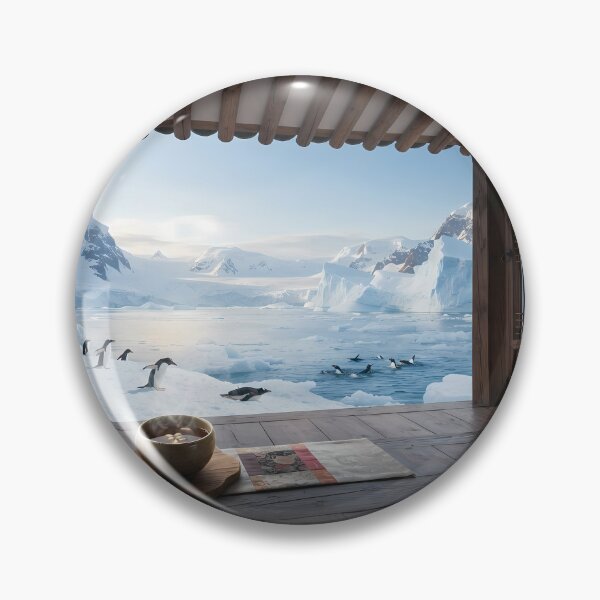 Item preview, Hanok Window to the World: Antarctic Glaciers & Playful Penguins | Mystic Fine Art Print designed and sold by SOOstudio73.