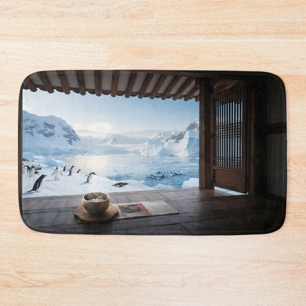 Item preview, Hanok Window to the World: Antarctic Glaciers & Playful Penguins | Mystic Fine Art Print designed and sold by SOOstudio73.