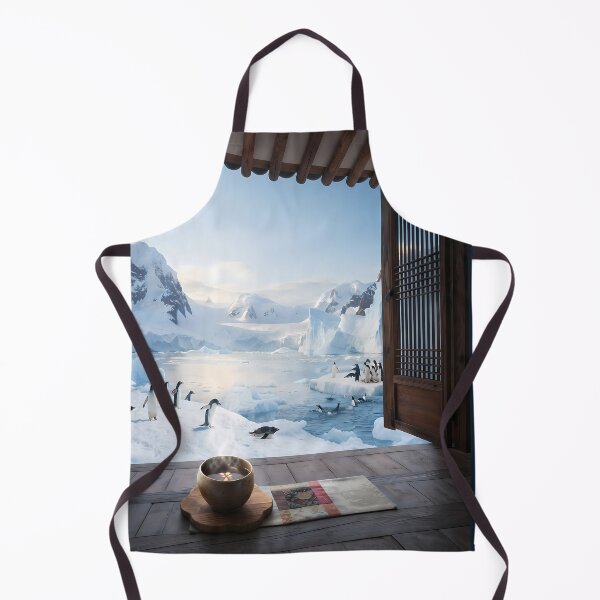 Item preview, Hanok Window to the World: Antarctic Glaciers & Playful Penguins | Mystic Fine Art Print designed and sold by SOOstudio73.