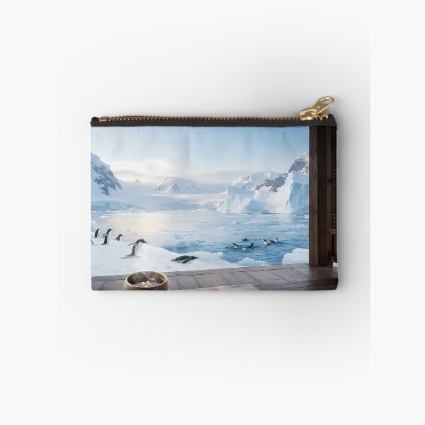 Item preview, Hanok Window to the World: Antarctic Glaciers & Playful Penguins | Mystic Fine Art Print designed and sold by SOOstudio73.