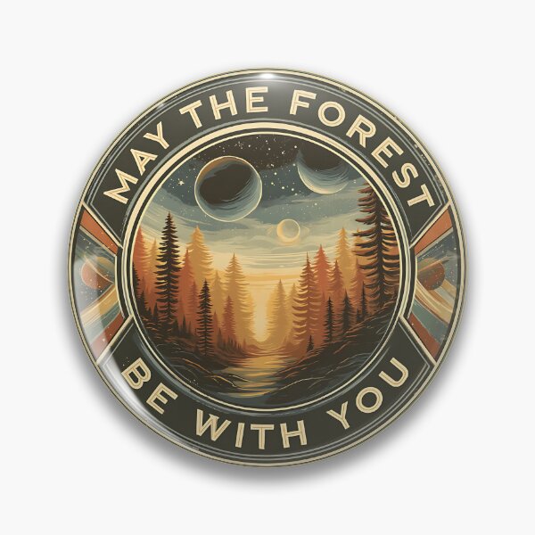 Item preview, May the Forest Be with You Retro Alien Forest Emblem designed and sold by Boddicca.