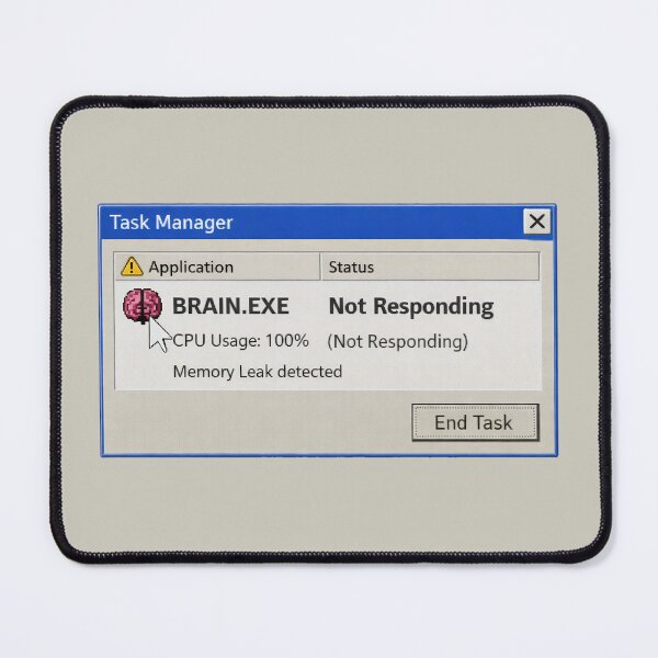 Item preview, Brain.exe Not Responding – Retro Computer Error Humor designed and sold by Mad Factory Designs.