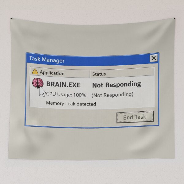 Item preview, Brain.exe Not Responding – Retro Computer Error Humor designed and sold by Mad Factory Designs.