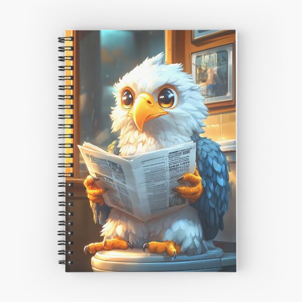 Item preview, Bald Eagle Newspaper Reader Bathroom Kawaii Bird Humor designed and sold by mildaclairmo.