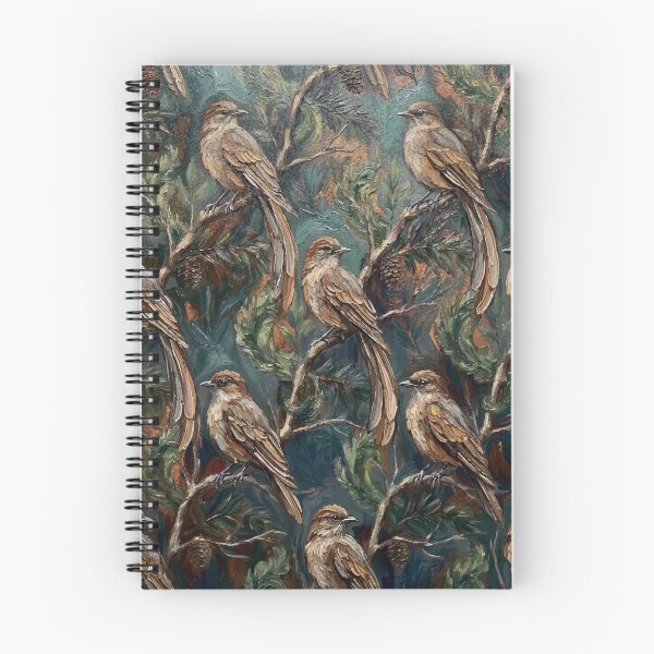 Item preview, Vintage Songbirds on Pine – Painterly Bird Pattern Wall Art designed and sold by FawnFeatherCo.