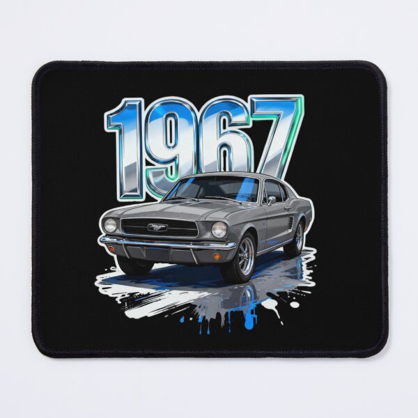 Item preview, 1967 Grey Ford Mustang Fastback Vintage Muscle Car Graphic Art designed and sold by Bubble-Bay Shop.