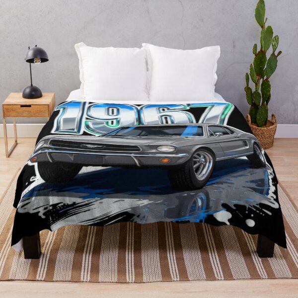 Item preview, 1967 Grey Ford Mustang Fastback Vintage Muscle Car Graphic Art designed and sold by Bubble-Bay Shop.
