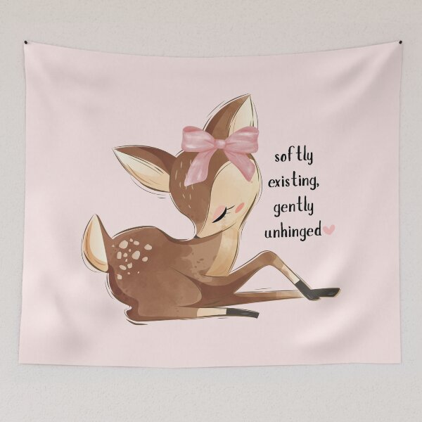 Item preview, Softly Existing Gently Unhinged Cute Deer designed and sold by MiaBellaGirl.