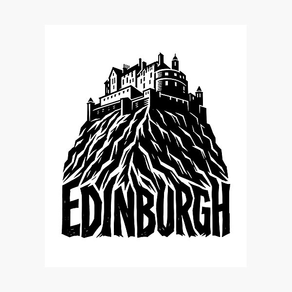 Item preview, Edinburgh Castle Rock – Rugged Monochrome Rise designed and sold by Fenay Designs.