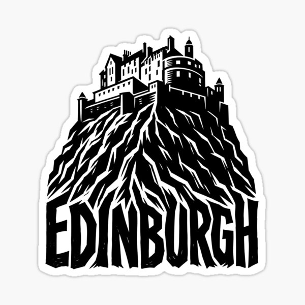 Artikelvorschau, Edinburgh Castle Rock – Schroffer monochromer Anstieg entworfen und verkauft von Fenay Designs.