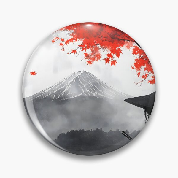 Item preview, Japanese Serene Lake Mount Fuji Red Maple Samurai Fisherman designed and sold by mildaclairmo.