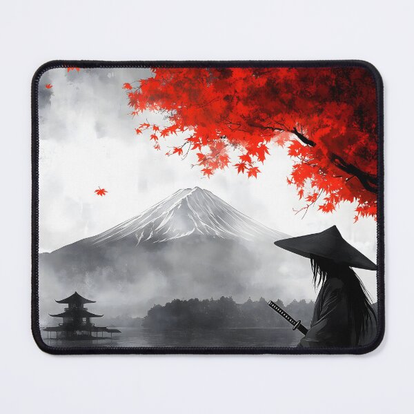 Item preview, Japanese Serene Lake Mount Fuji Red Maple Samurai Fisherman designed and sold by mildaclairmo.