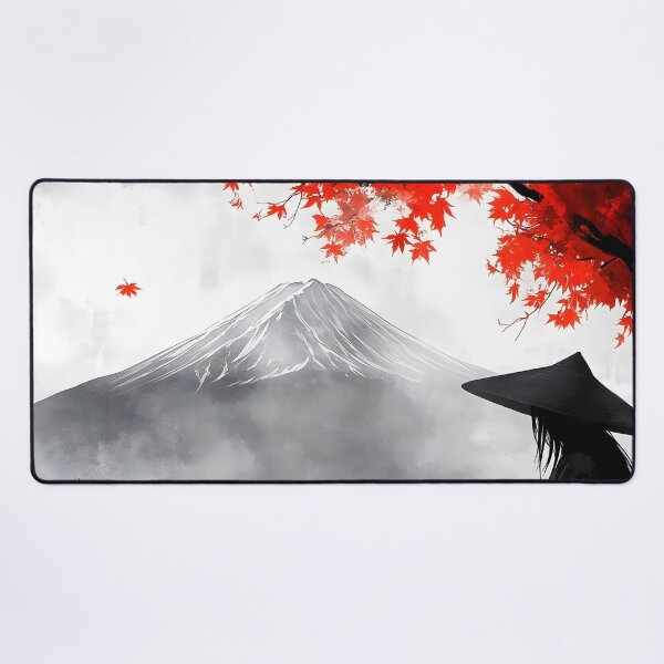 Item preview, Japanese Serene Lake Mount Fuji Red Maple Samurai Fisherman designed and sold by mildaclairmo.