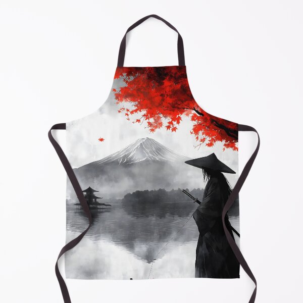Item preview, Japanese Serene Lake Mount Fuji Red Maple Samurai Fisherman designed and sold by mildaclairmo.