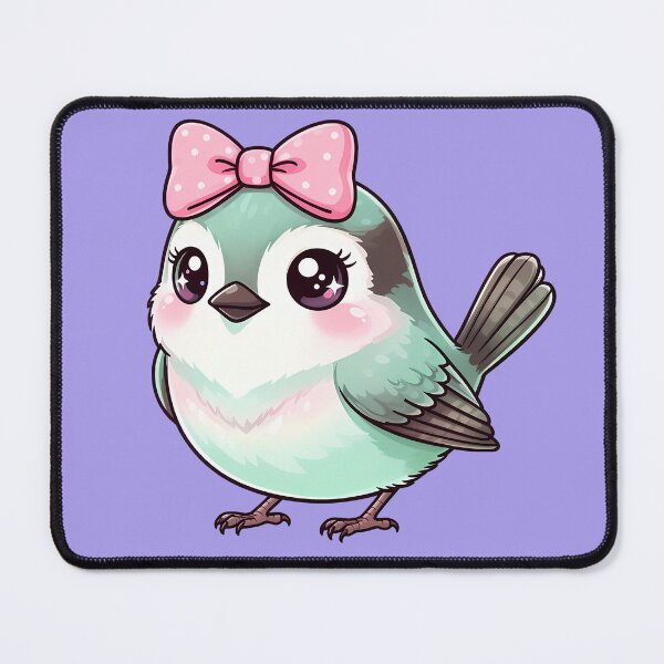 Item preview, Blue Bird with Pink Bow, Cute Accessorized Bird Illustration designed and sold by WrenAndWhimsy.