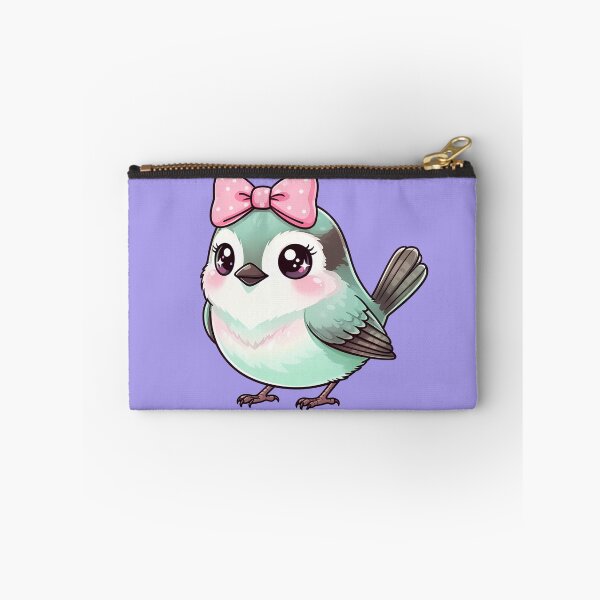 Item preview, Blue Bird with Pink Bow, Cute Accessorized Bird Illustration designed and sold by WrenAndWhimsy.