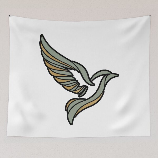 Item preview, Minimal Modern Bird Art, Sage and Tan Nature Illustration designed and sold by WrenAndWhimsy.
