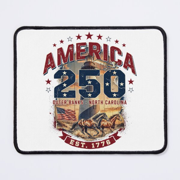 Item preview, America 250 Outer Banks North Carolina Semiquincentennial 1776 - 2026 Vintage Flag Lighthouse v4 designed and sold by DarylWelsh2024.