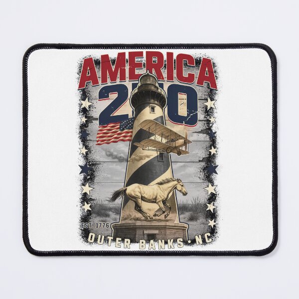 Item preview, America 250 Outer Banks North Carolina Semiquincentennial 1776 - 2026 Vintage Flag Lighthouse v5 designed and sold by DarylWelsh2024.