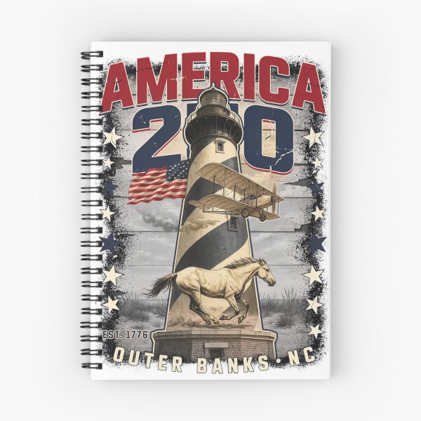 Item preview, America 250 Outer Banks North Carolina Semiquincentennial 1776 - 2026 Vintage Flag Lighthouse v5 designed and sold by DarylWelsh2024.