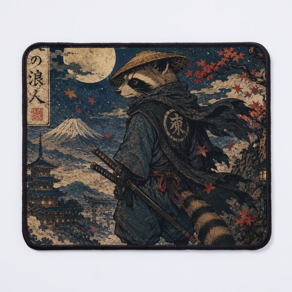 Item preview, Night Ronin Ukiyo-e Raccoon Art Design designed and sold by OrbitLabs.