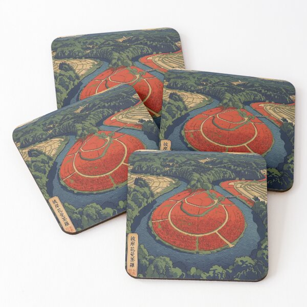 Item preview, Ukiyo-e Red Spider Lily Mandala Aerial Landscape designed and sold by conohitoAI-ArtGallery.