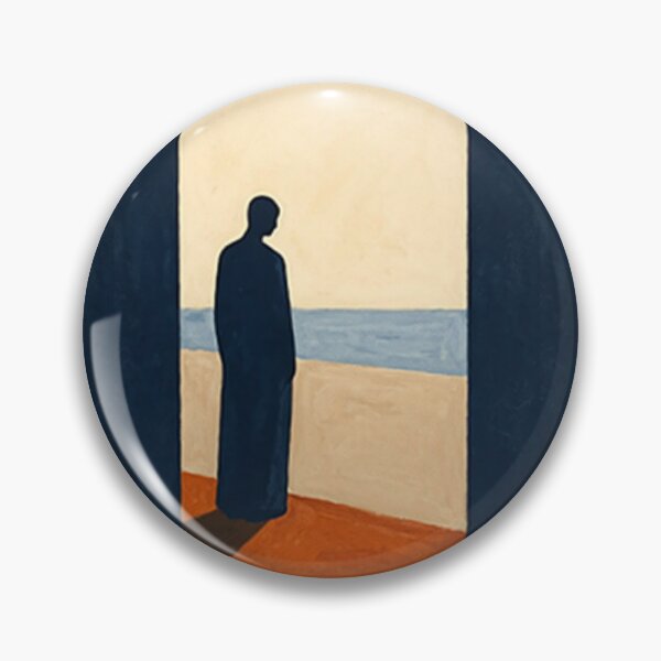 Item preview, Looking Out - Minimalist Blue Figure Coastal Abstract Art designed and sold by Moodzu.