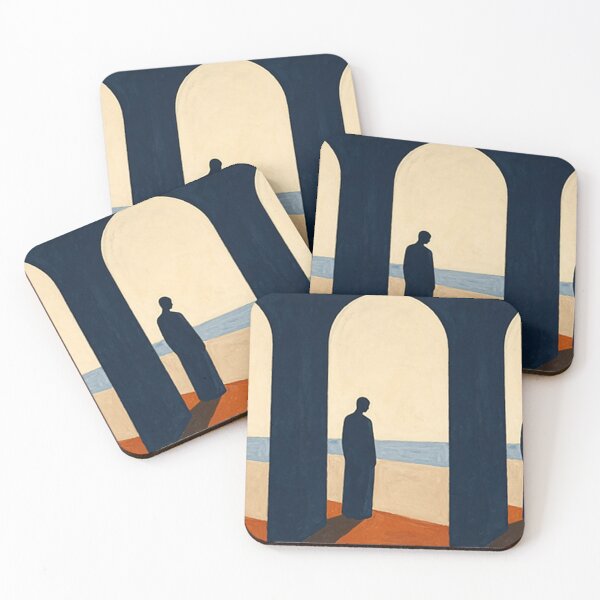 Item preview, Looking Out - Minimalist Blue Figure Coastal Abstract Art designed and sold by Moodzu.