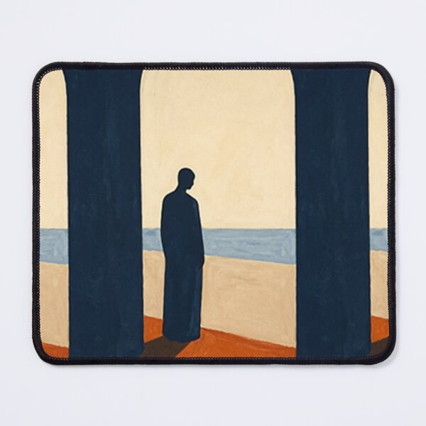 Item preview, Looking Out - Minimalist Blue Figure Coastal Abstract Art designed and sold by Moodzu.