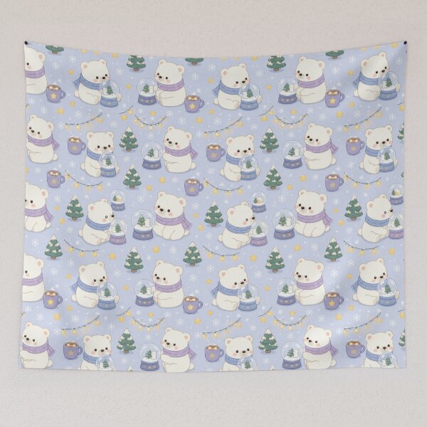Item preview, Polar Bear Cozy Snow Globe Kawaii Pattern designed and sold by Soft Berry Studio.