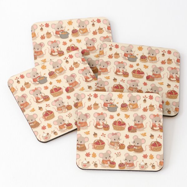 Item preview, Mouse Autumn Caramel Apple Kawaii Pattern designed and sold by Soft Berry Studio.