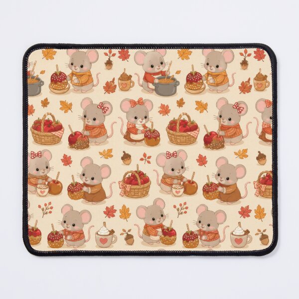Item preview, Mouse Autumn Caramel Apple Kawaii Pattern designed and sold by Soft Berry Studio.