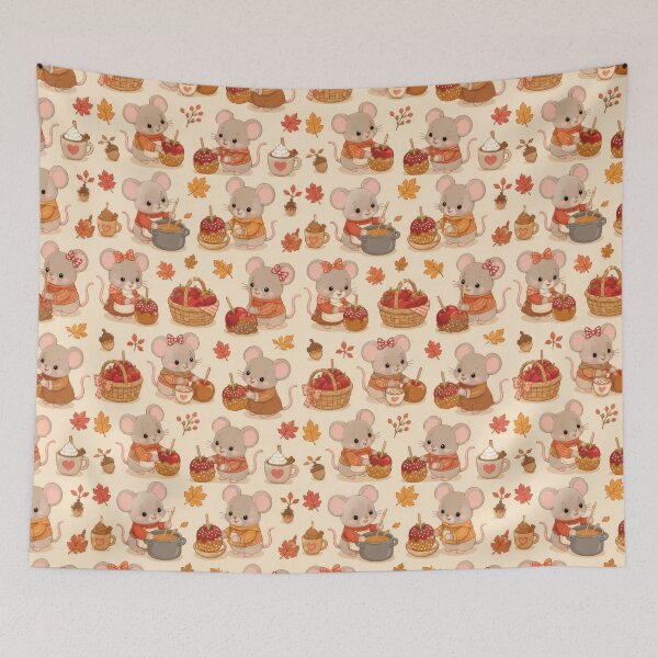 Item preview, Mouse Autumn Caramel Apple Kawaii Pattern designed and sold by Soft Berry Studio.