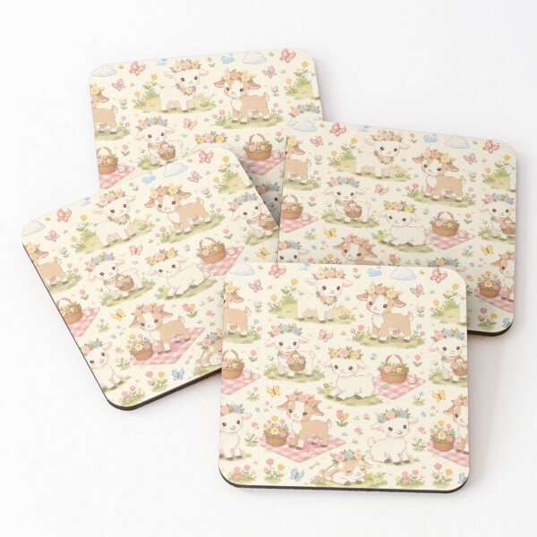 Item preview, Baby Goat Spring Flower Crown Kawaii Pattern designed and sold by Soft Berry Studio.