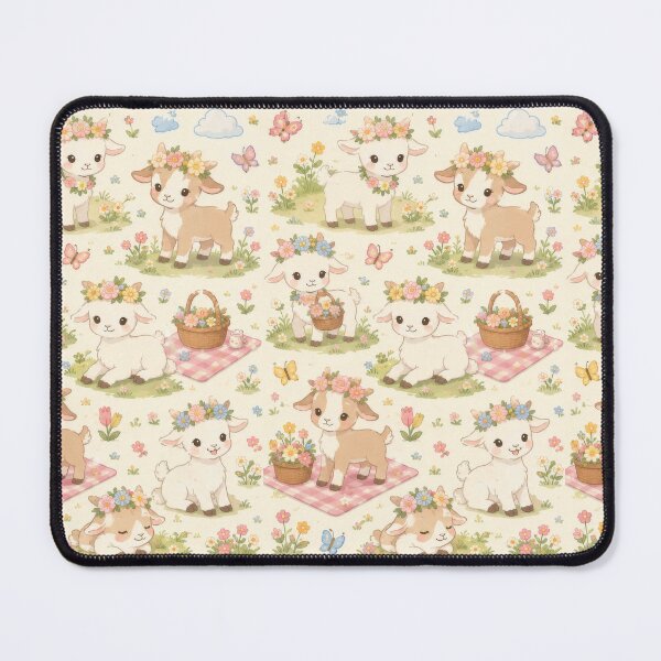 Item preview, Baby Goat Spring Flower Crown Kawaii Pattern designed and sold by Soft Berry Studio.