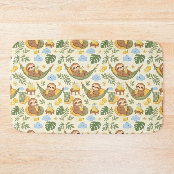 Item preview, Sloth Cozy Summer Lemon Tea Kawaii Pattern designed and sold by Soft Berry Studio.
