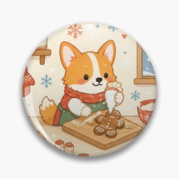 Item preview, Corgi Winter Gingerbread Kitchen Kawaii Pattern designed and sold by Soft Berry Studio.